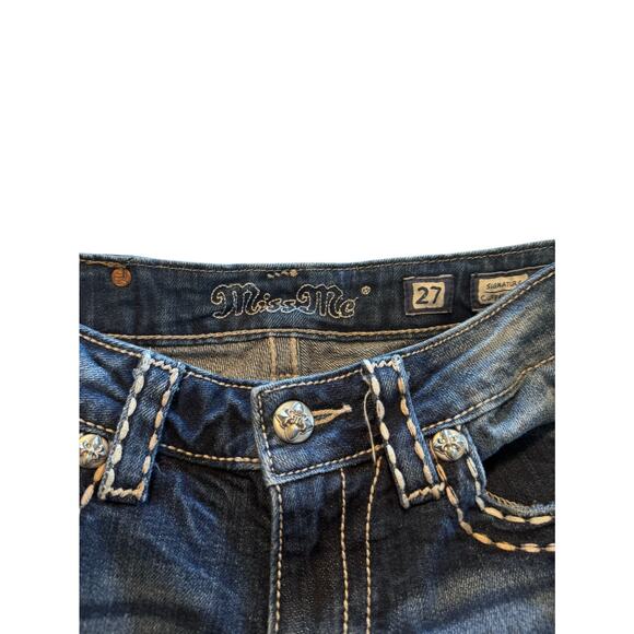 Miss Me Jeans Women 27 Blue Capris Western Rodeo Embroidered Denim Cowgirl - Picture 6 of 10